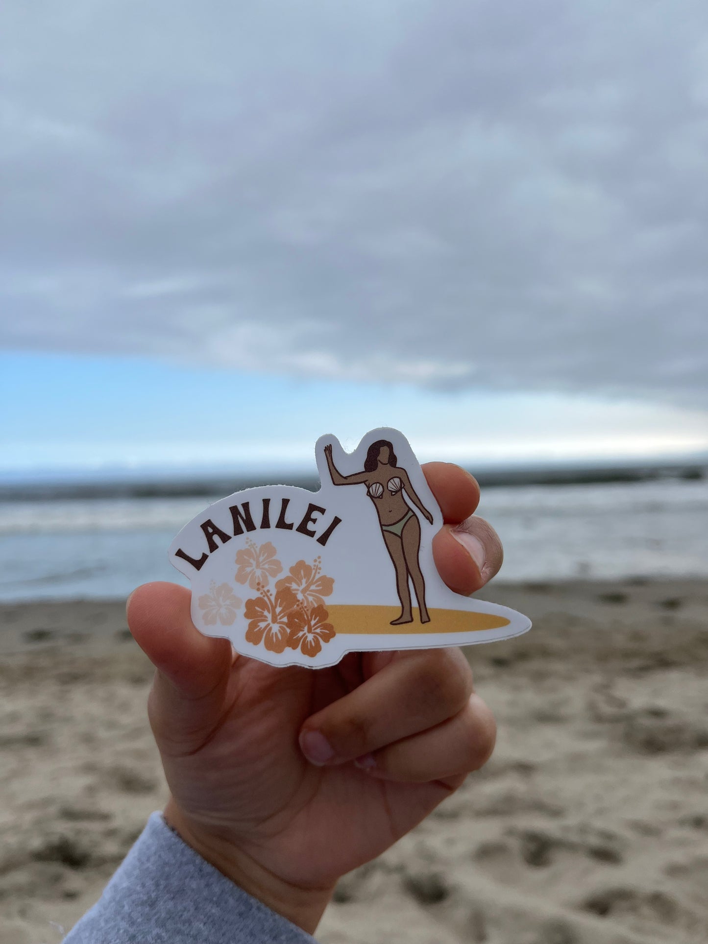 Flower Surfer Girl Sticker