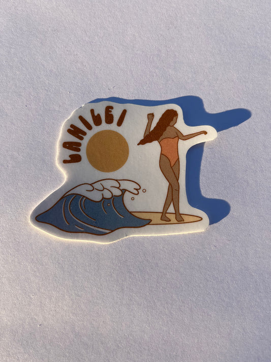 Wave Surfer Girl Sticker